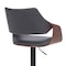 Armen Living Aspen Adjustable Swivel Gray Faux Leather and Walnut Wood Bar Stool with Black Base LCASBAWABLGR - alternate 5
